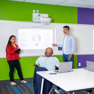 Students giving a presentation.