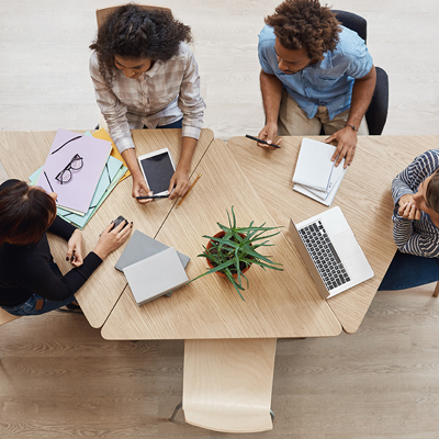 Students collaborating with community partners