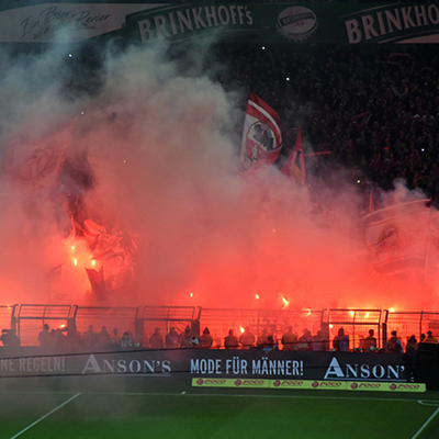 Pyrotechnics at a football (soccer) stadium