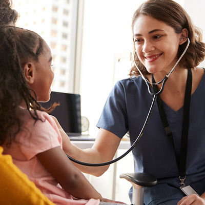 Nurse with an adolescent.