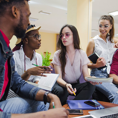 Students working with community partners